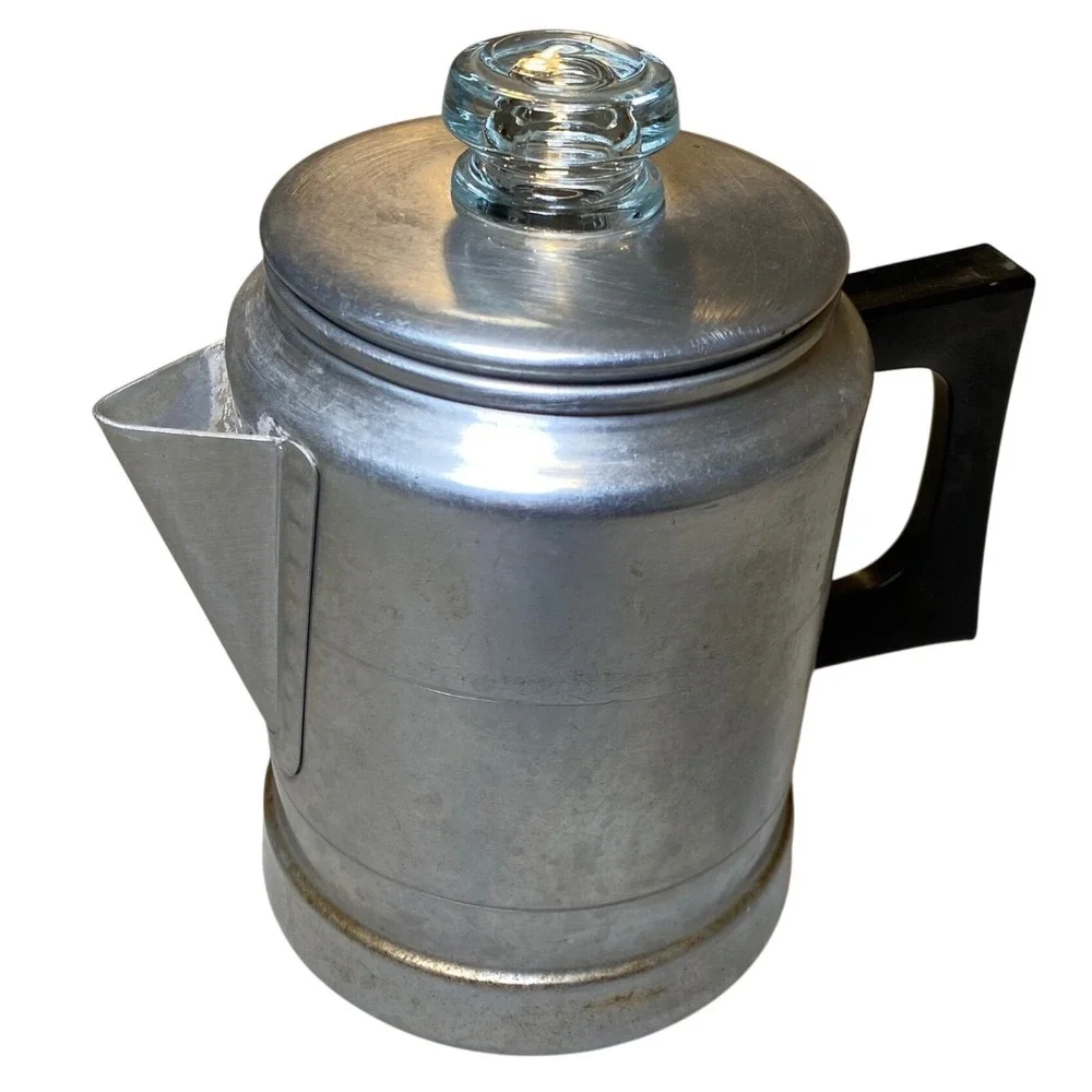 Vintage Comet 5 Cup Aluminum Coffee Percolator Complete Glass Knob USA